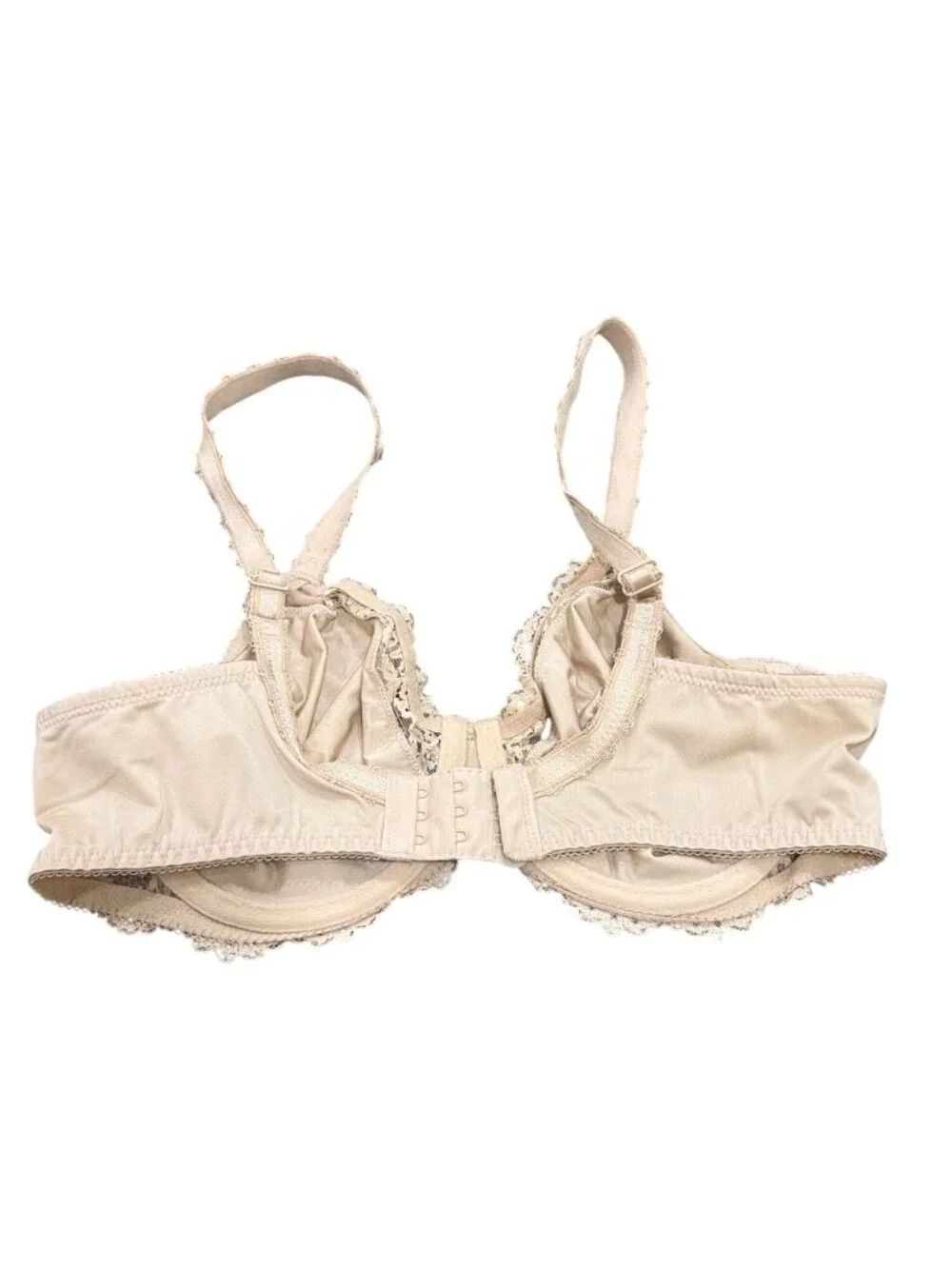 Wacoal Supporting Role Vintage Underwire Satin Lace Trim Bra Beige 36C Elegant D